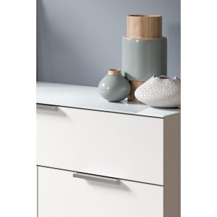 Kummut Ray klaasist tasapinnaga, 135x86x40,Valge