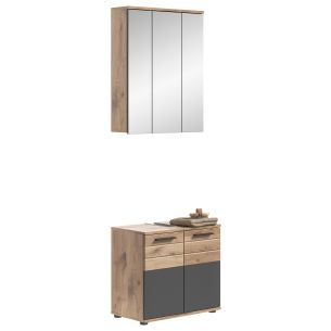 Vannitoakomplekt Mason + valamu, 60x190x34,Nox oak/Basalthall