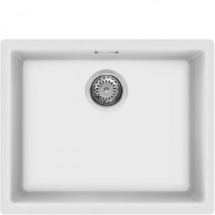 Valamu Smeg Quadra, 56 cm, alt monteeritav/tööpinnale paigaldus, käsitsi, graniit, valge