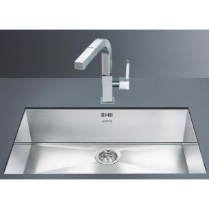 Valamu Smeg Quadra, 74 cm, alt monteeritav, käsitsi, vääristeras, roostevaba teras