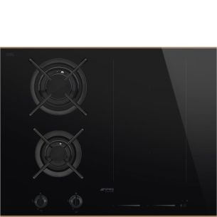 Pliidiplaat Smeg, Dolce Stil Novo, 2 x gaas, 2 x induktsioon, Multi tsoon, 65 cm, must/vask, lõigatud serv