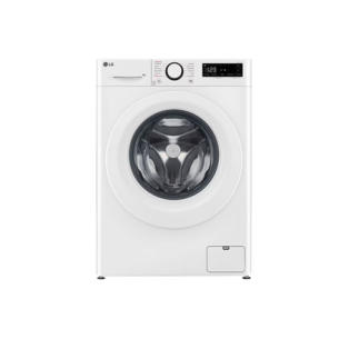 LG | F2WR508SWW | Washing machine | Energy efficiency class A-10% | Front loading | Washing capacity 8 kg | 1200 RPM | Depth 47.5 cm | Width 60 cm | Display | LED | Steam function | Direct drive | White