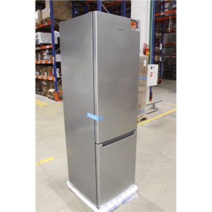 SALE OUT.  | INDESIT | LI9 S1E S | Refrigerator | Energy efficiency class F | Free standing | Combi | Height 201.3 cm | Fridge net capacity 261 L | Freezer net capacity 111 L | 39 dB | Silver | DENTS ON SIDE, SCRATCHED PAINT, BROKEN DOOR SHELF, CURVED BAC